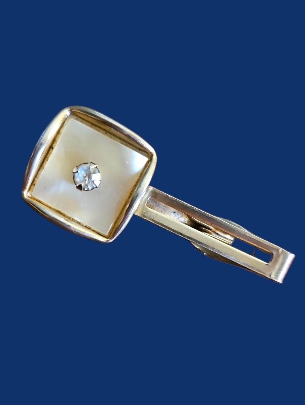 Vintage Mother Of Pearl Square Tie Bar Clip